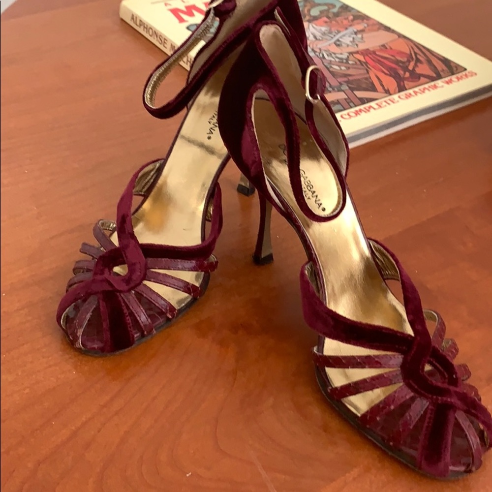 Dolce and Gabbana velvet and python heels